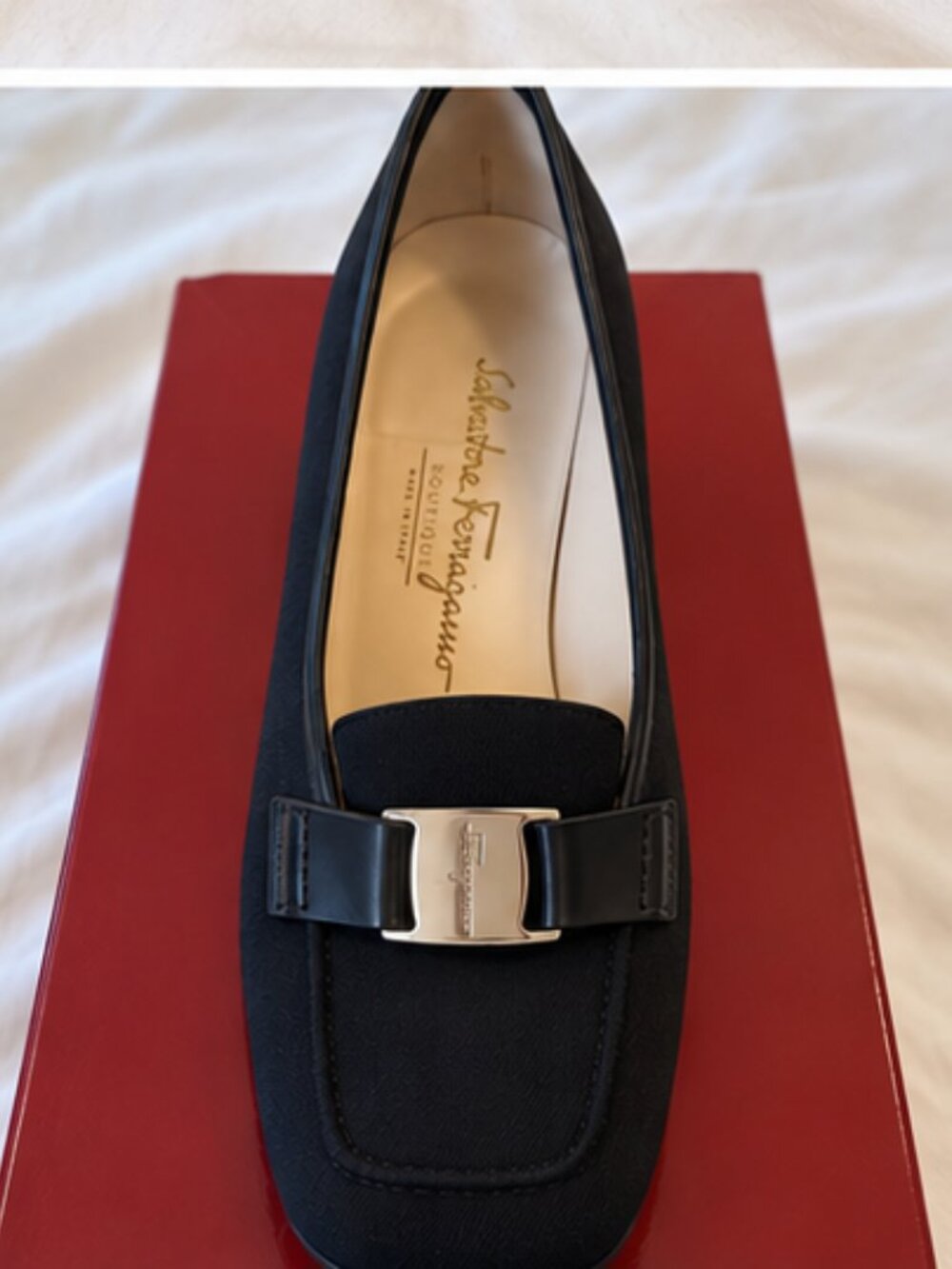 Salvatore Ferragamo Black Heeled Loafers Size 10